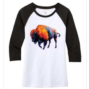 American Buffalo Buffalo American Bison Women's Tri-Blend 3/4-Sleeve Raglan Shirt