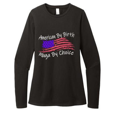 American By Birth Maga By Choice Pro Trump 2024 Us Flag Cute Gift Womens CVC Long Sleeve Shirt