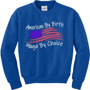 American By Birth Maga By Choice Pro Trump 2024 Us Flag Cute Gift Kids Sweatshirt