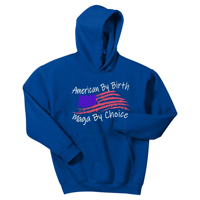 American By Birth Maga By Choice Pro Trump 2024 Us Flag Cute Gift Kids Hoodie