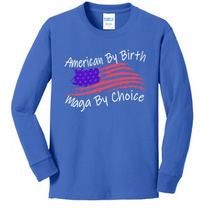 American By Birth Maga By Choice Pro Trump 2024 Us Flag Cute Gift Kids Long Sleeve Shirt