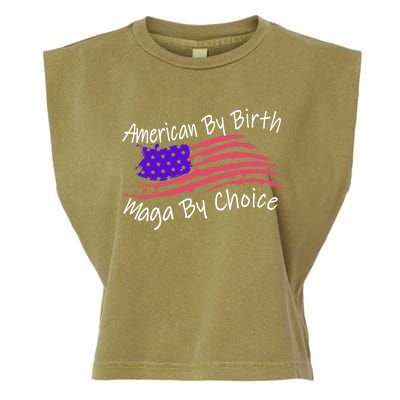 American By Birth Maga By Choice Pro Trump 2024 Us Flag Cute Gift Garment-Dyed Women's Muscle Tee