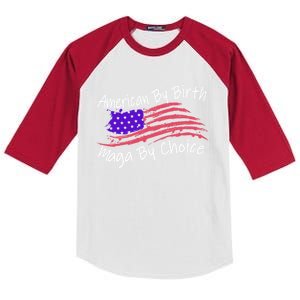 American By Birth Maga By Choice Pro Trump 2024 Us Flag Cute Gift Kids Colorblock Raglan Jersey