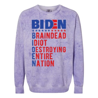 Anti Biden Braindead Idiot Destroying Entire Nation Colorblast Crewneck Sweatshirt