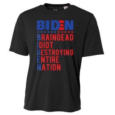 Anti Biden Braindead Idiot Destroying Entire Nation Cooling Performance Crew T-Shirt