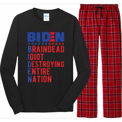 Anti Biden Braindead Idiot Destroying Entire Nation Long Sleeve Pajama Set