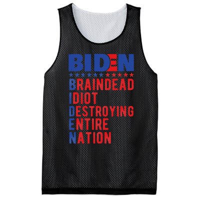 Anti Biden Braindead Idiot Destroying Entire Nation Mesh Reversible Basketball Jersey Tank