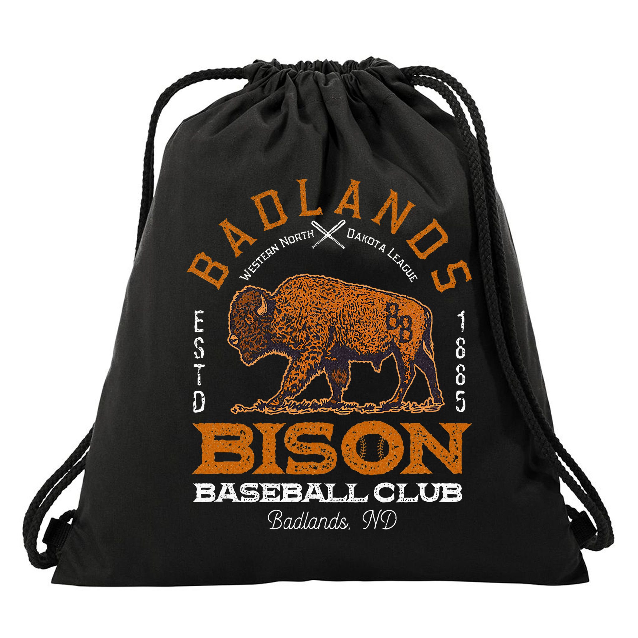 American Bison Baseball Retro Minor League Baseball Team Drawstring Bag