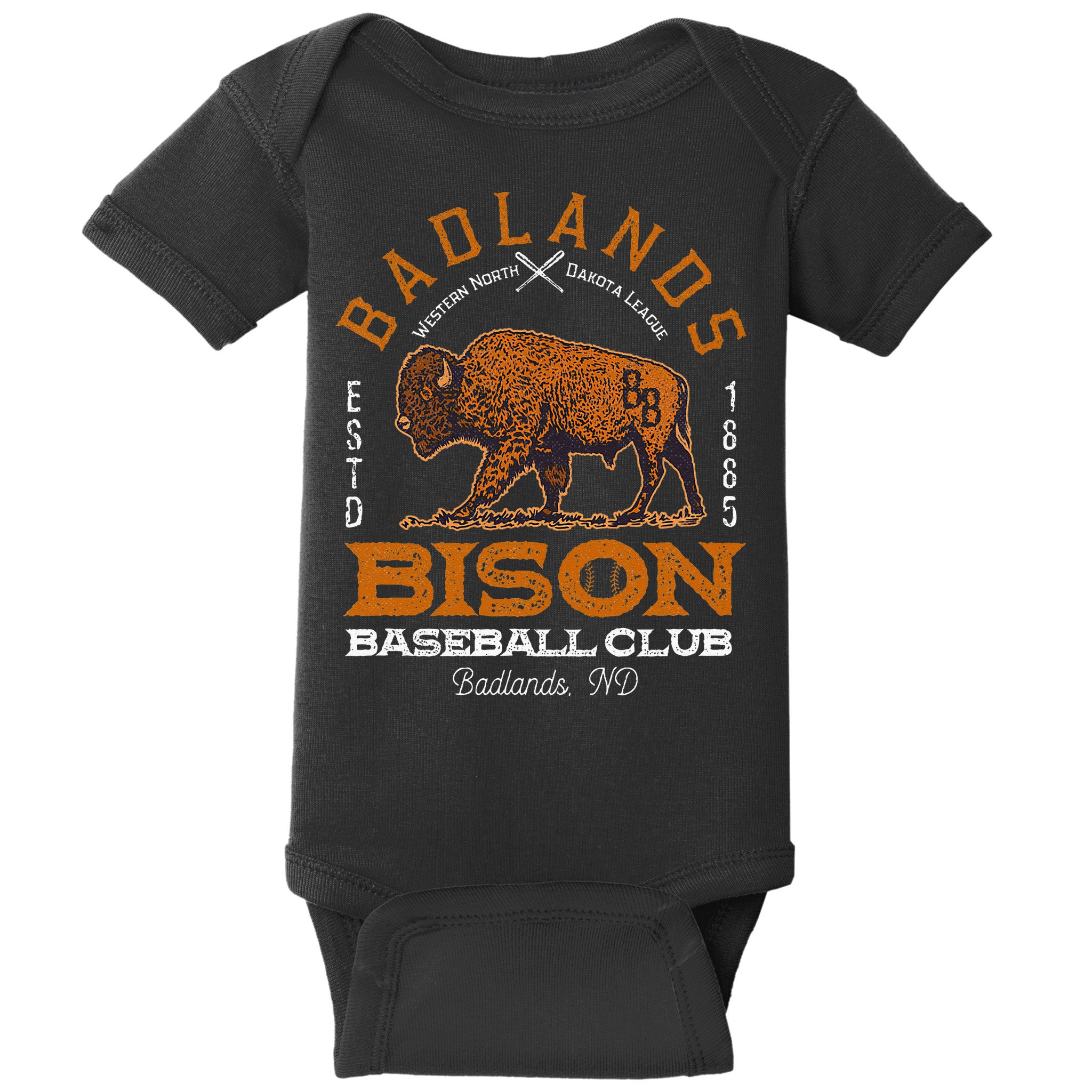 American Bison Baseball Retro Minor League Baseball Team Baby Bodysuit