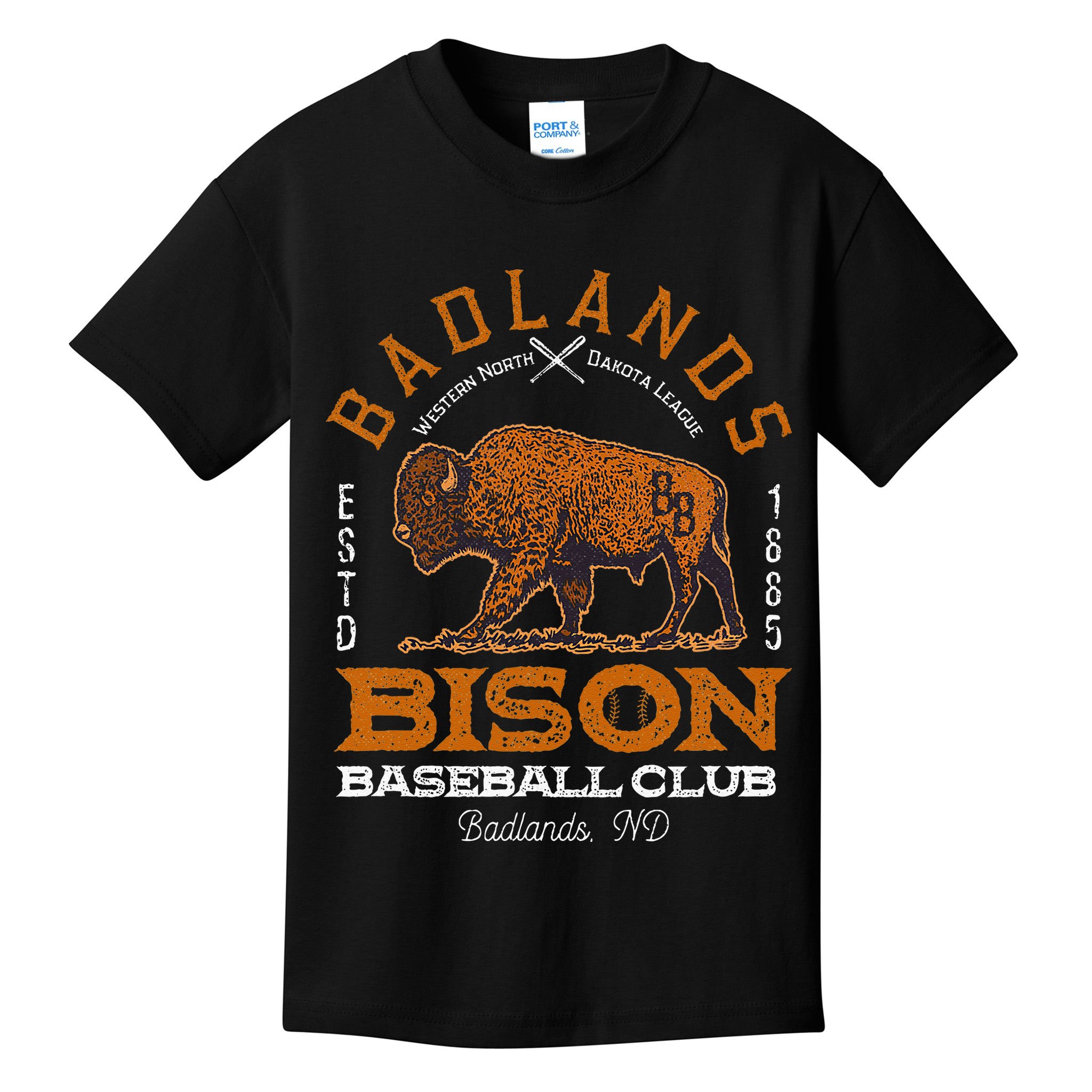 American Bison Baseball Retro Minor League Baseball Team Kids T-Shirt