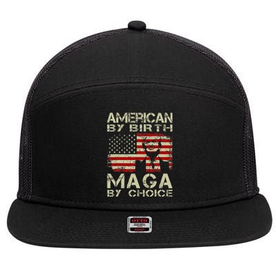 American By Birth Maga By Choice Pro Trump 2024 Us Flag 7 Panel Mesh Trucker Snapback Hat