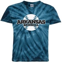 Arkansas Baseball Block Font Kids Tie-Dye T-Shirt