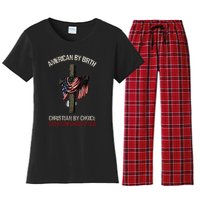 American By Birth Christian By Choice Dad By The Grace Women's Flannel Pajama Set