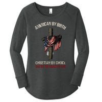 American By Birth Christian By Choice Dad By The Grace Women's Perfect Tri Tunic Long Sleeve Shirt