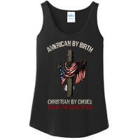 American By Birth Christian By Choice Dad By The Grace Ladies Essential Tank