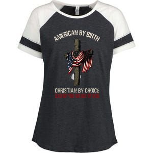 American By Birth Christian By Choice Dad By The Grace Enza Ladies Jersey Colorblock Tee