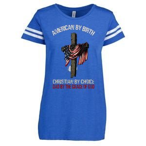 American By Birth Christian By Choice Dad By The Grace Enza Ladies Jersey Football T-Shirt