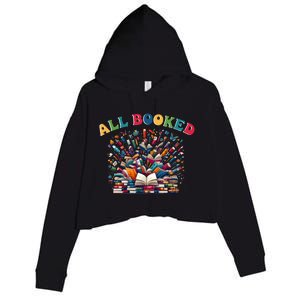 All Booked Book Lovers Reading Books Crop Fleece Hoodie