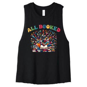 All Booked Book Lovers Reading Books Women's Racerback Cropped Tank