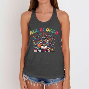 All Booked Book Lovers Reading Books Women's Knotted Racerback Tank