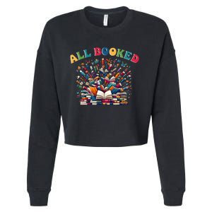 All Booked Book Lovers Reading Books Cropped Pullover Crew