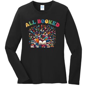 All Booked Book Lovers Reading Books Ladies Long Sleeve Shirt