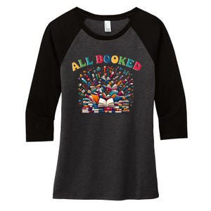 All Booked Book Lovers Reading Books Women's Tri-Blend 3/4-Sleeve Raglan Shirt