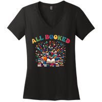 All Booked Book Lovers Reading Books Women's V-Neck T-Shirt