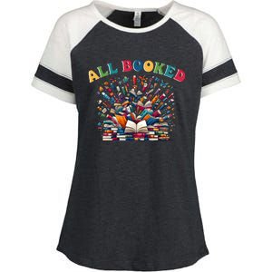 All Booked Book Lovers Reading Books Enza Ladies Jersey Colorblock Tee