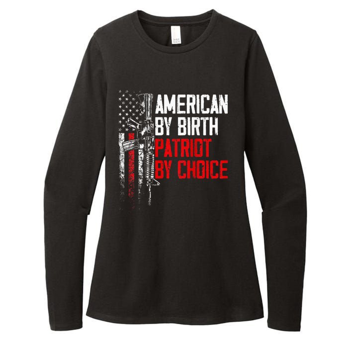 American By Birth Patriot By Choice American Flag Womens CVC Long Sleeve Shirt