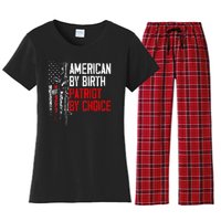 American By Birth Patriot By Choice American Flag Women's Flannel Pajama Set