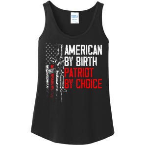 American By Birth Patriot By Choice American Flag Ladies Essential Tank