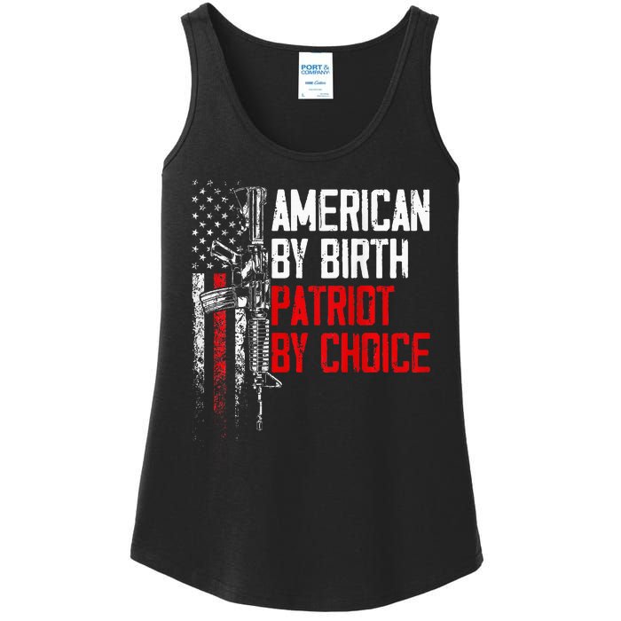 American By Birth Patriot By Choice American Flag Ladies Essential Tank