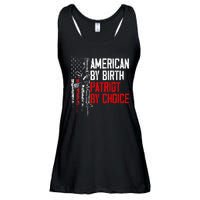 American By Birth Patriot By Choice American Flag Ladies Essential Flowy Tank