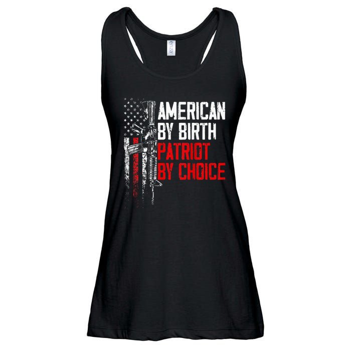 American By Birth Patriot By Choice American Flag Ladies Essential Flowy Tank