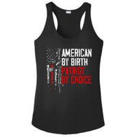 American By Birth Patriot By Choice American Flag Ladies PosiCharge Competitor Racerback Tank