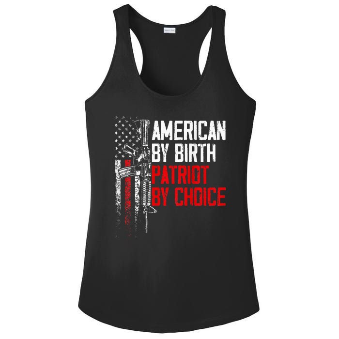 American By Birth Patriot By Choice American Flag Ladies PosiCharge Competitor Racerback Tank