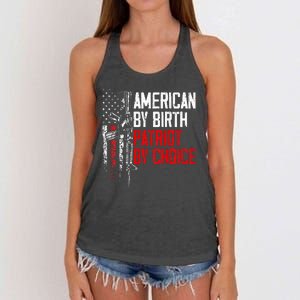 American By Birth Patriot By Choice American Flag Women's Knotted Racerback Tank