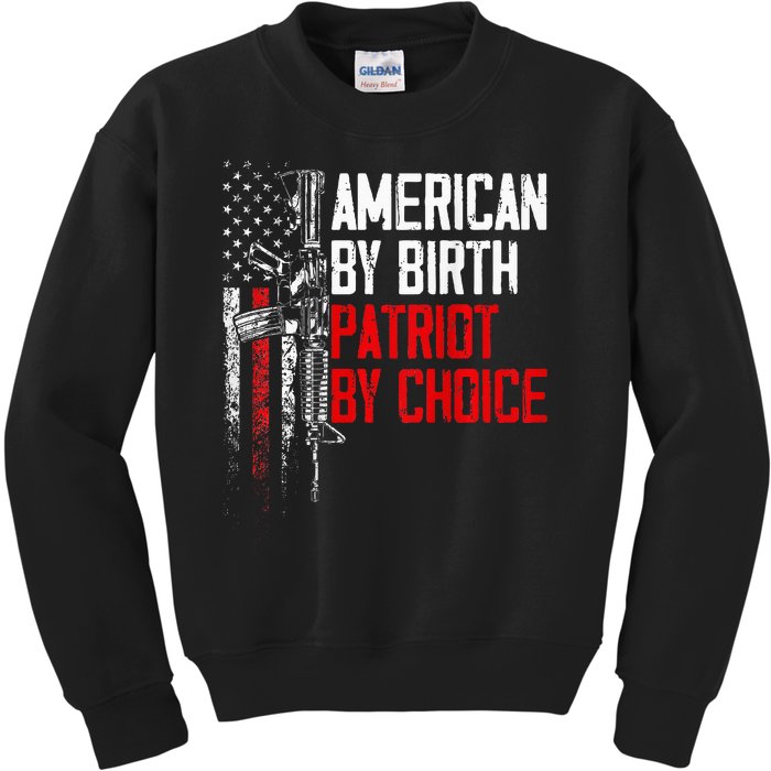 American By Birth Patriot By Choice American Flag Kids Sweatshirt