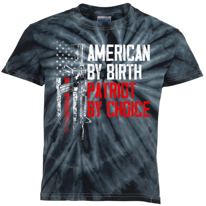 American By Birth Patriot By Choice American Flag Kids Tie-Dye T-Shirt