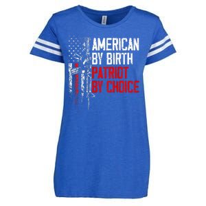 American By Birth Patriot By Choice American Flag Enza Ladies Jersey Football T-Shirt