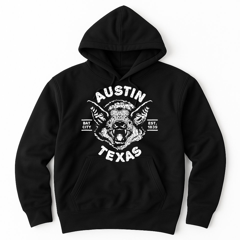 Austin Bat Bat City Texas Tx Est Established 1839 Design Hoodie