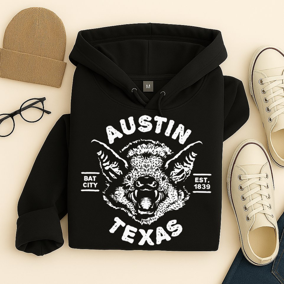 Austin Bat Bat City Texas Tx Est Established 1839 Design Hoodie