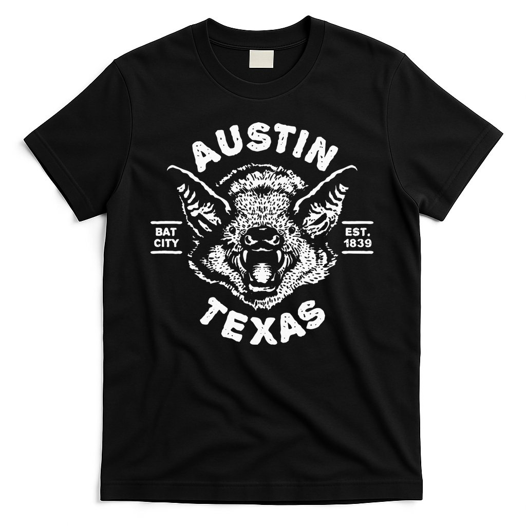 Austin Bat Bat City Texas Tx Est Established 1839 Design T-Shirt