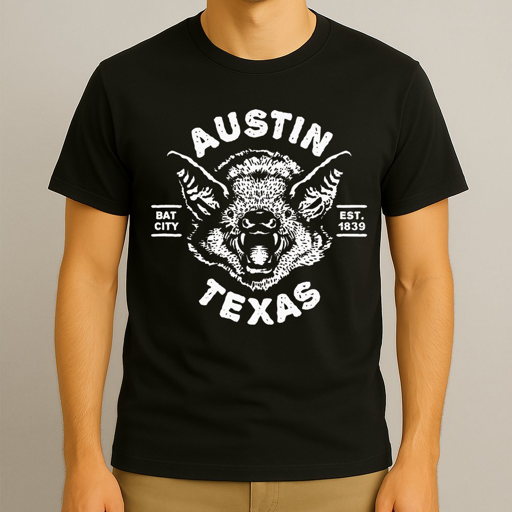 Austin Bat Bat City Texas Tx Est Established 1839 Design T-Shirt