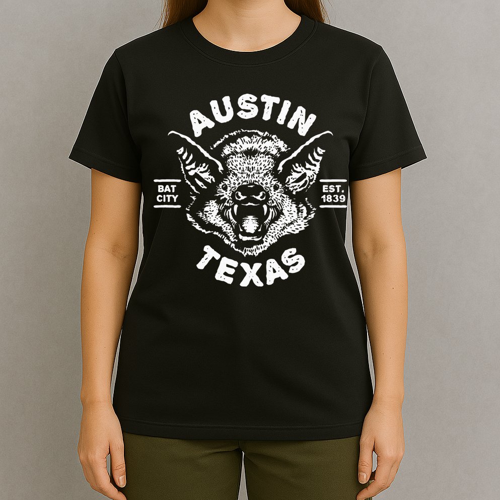 Austin Bat Bat City Texas Tx Est Established 1839 Design T-Shirt