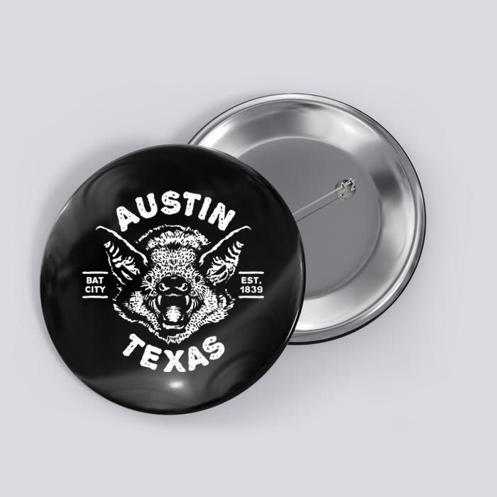 Austin Bat Bat City Texas Tx Est Established 1839 Design Button