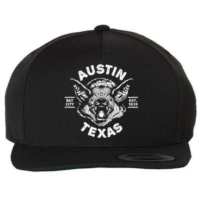 Austin Bat Bat City Texas Tx Est Established 1839 Design Wool Snapback Cap