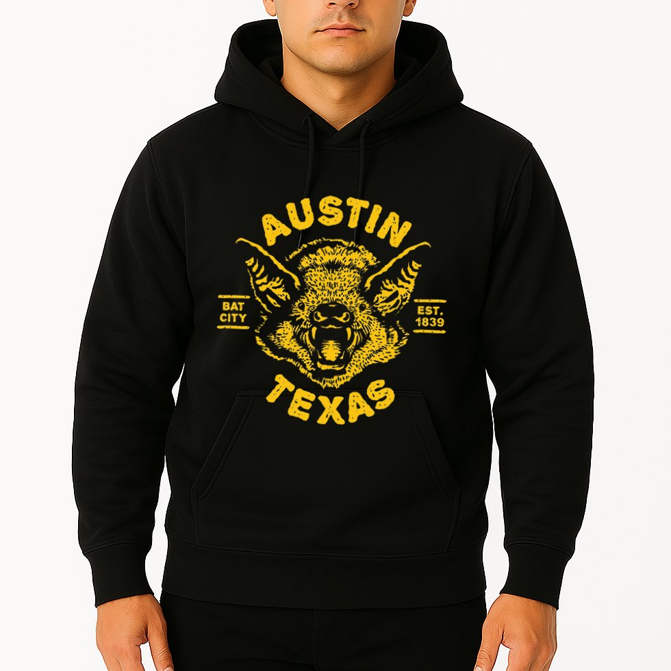 Austin Bat Bat City Texas Tx Est Established 1839 Design Hoodie
