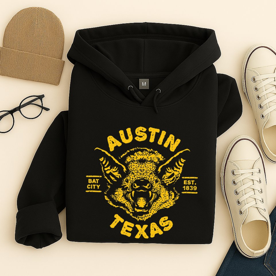 Austin Bat Bat City Texas Tx Est Established 1839 Design Hoodie